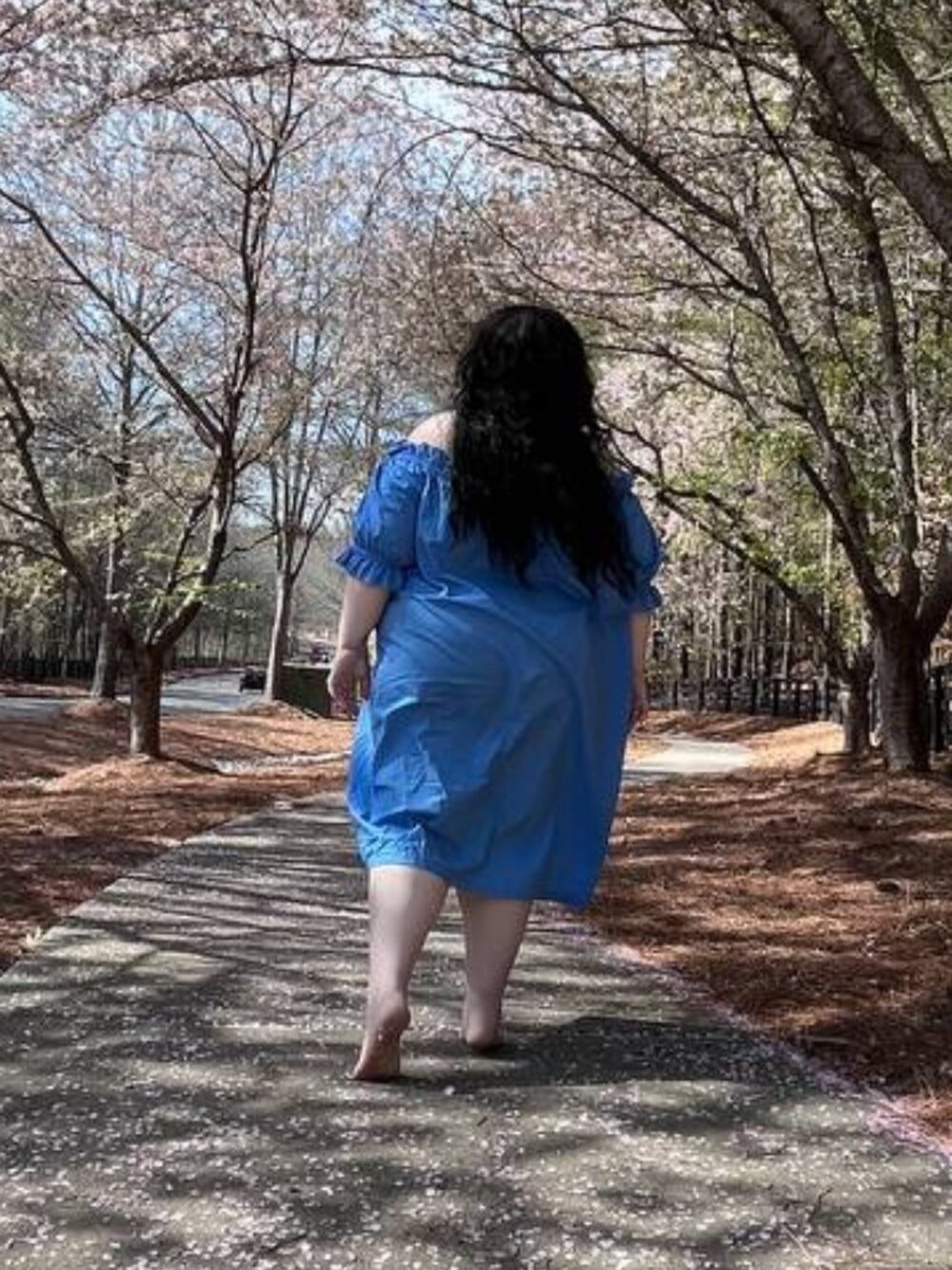 H&M Off the Shoulder Ruffle Puff Sleeve Blue Midi Dress XXL Plus Size